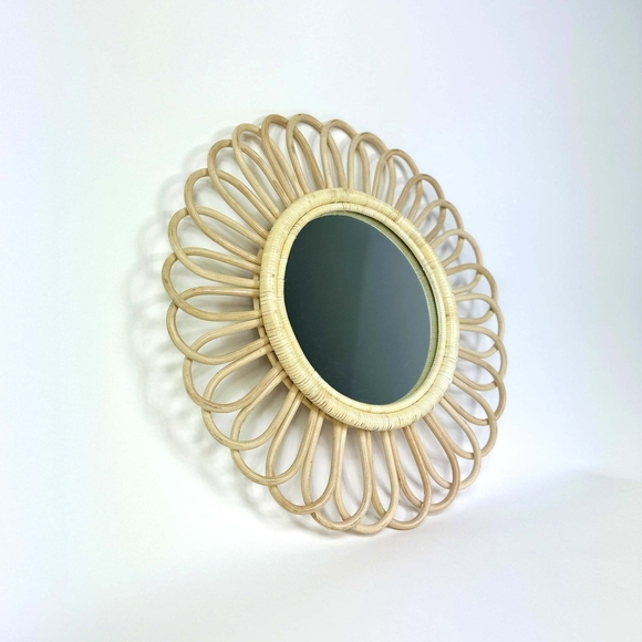 Chic Cream Rattan Wall Mirror - Picture 2 of 9